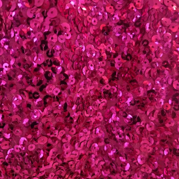 Poof Apparel Mesh Sequenced Hot Pink Bodycon Dress - Large, runs small - Picture 5 of 11